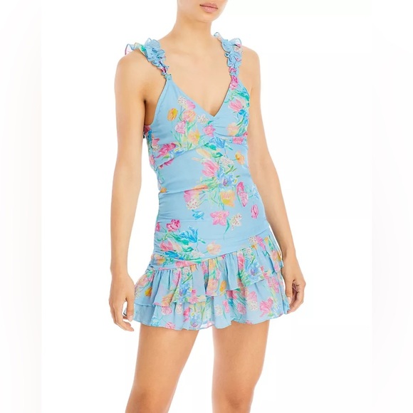 NWT LoveShackFancy Desra Floral Sleeveless Mini Dress in Sky Lullaby - Picture 8 of 10